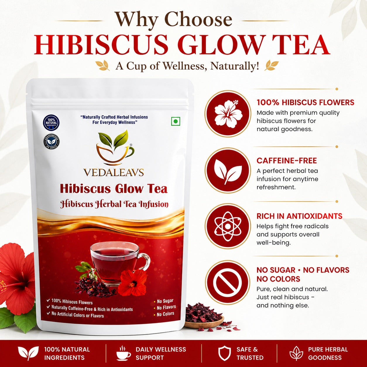 Vedaleavs Hibiscus Glow Tea