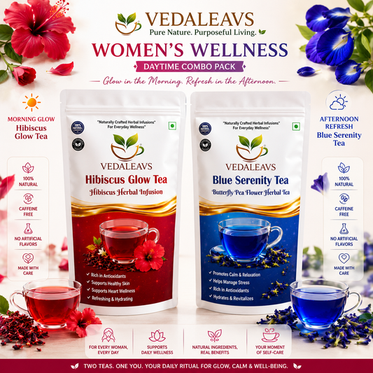 Vedaleavs Hibiscus Glow & Blue Serenity tea Deo