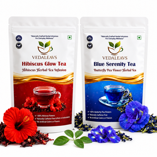 Vedaleavs Complete Wellness Combo | Hibiscus + Blue tea|