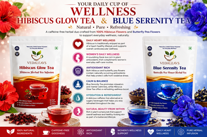 Vedaleavs Complete Wellness Combo | Hibiscus + Blue tea|