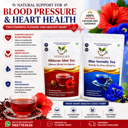 Vedaleavs Complete Wellness Combo | Hibiscus + Blue tea|