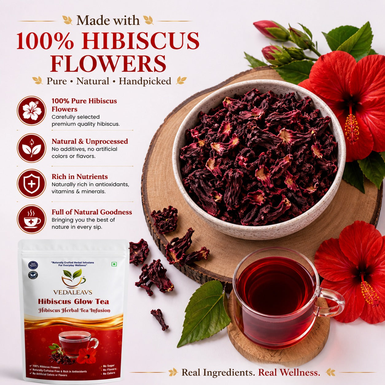 Vedaleavs Hibiscus Glow Tea