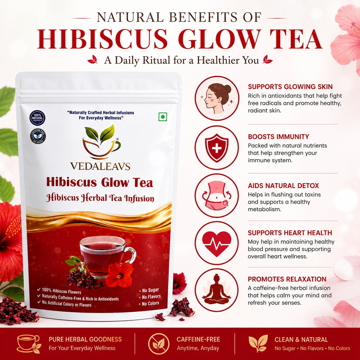 Vedaleavs Hibiscus Glow & Blue Serenity tea Deo