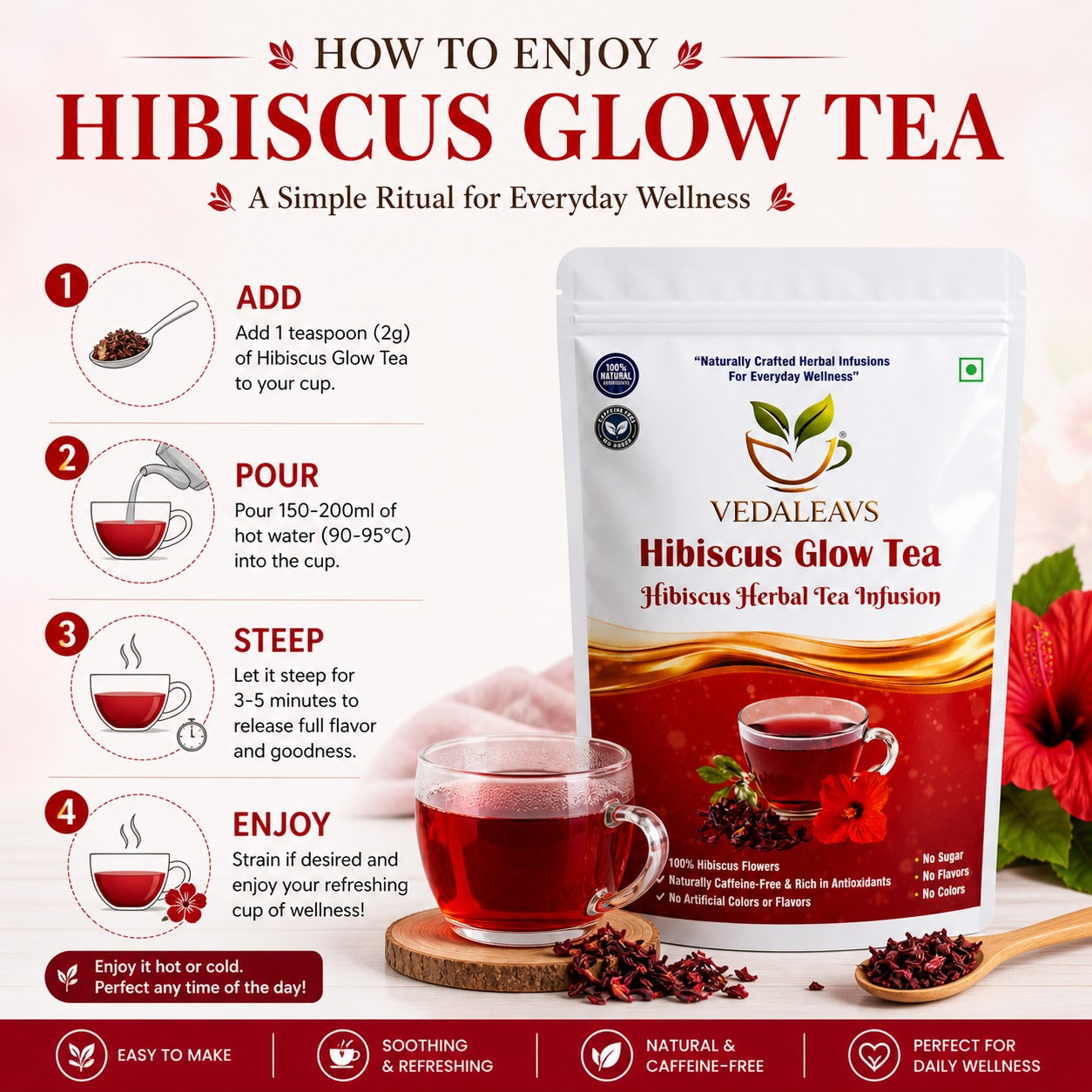 Vedaleavs Hibiscus Glow & Blue Serenity tea Deo