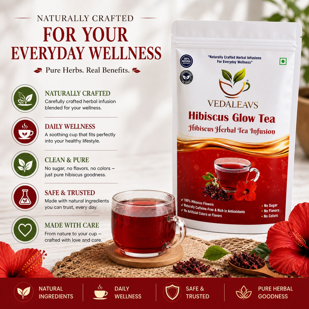 Vedaleavs Hibiscus Glow & Blue Serenity tea Deo