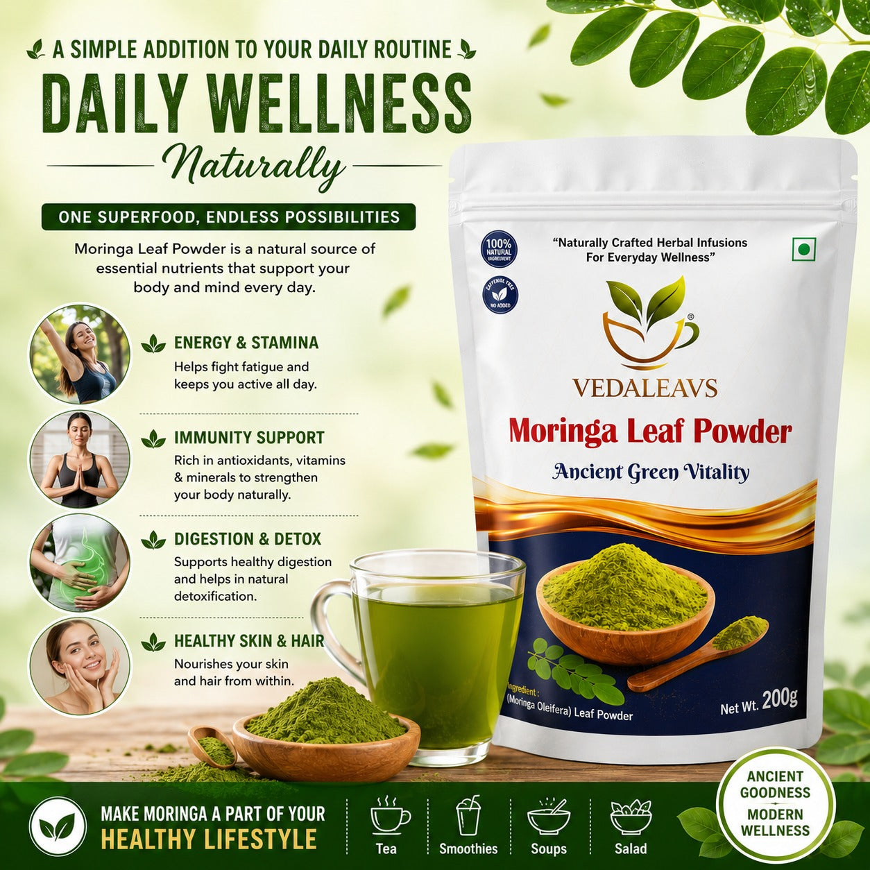 Moringa Leaf Powder — Ancient Green Vitality