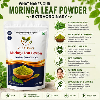 Vedaleavs Moringa Leaf Powder — Ancient Green Vitality