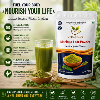 Vedaleavs Moringa Leaf Powder — Ancient Green Vitality
